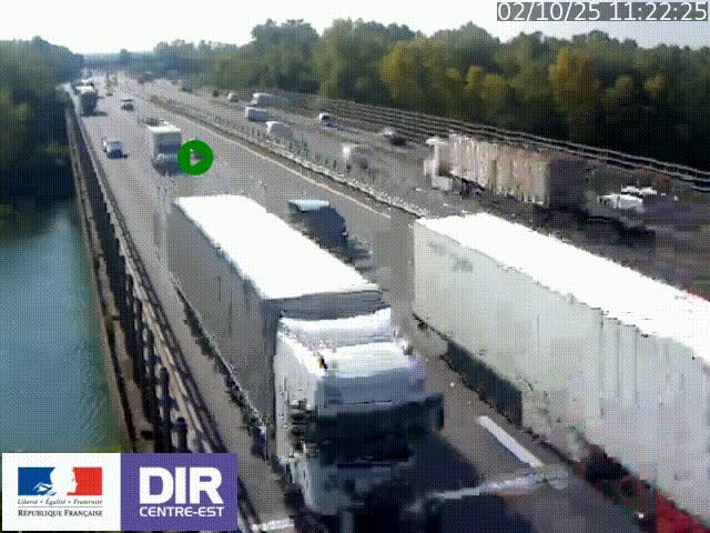 Caméra trafic à la jonction entre l'A46 (Rocade-est de Lyon) et l'A42 à hauteur de Vault-en-Velin en direction de Marseille