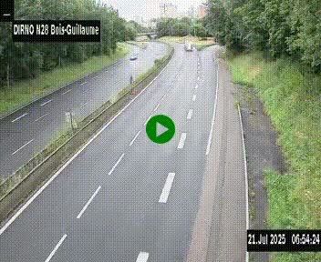 Webcam routière à hauteur de Bois-Guillaume en périphérie de Rouen. Vue orientée vers Rouen