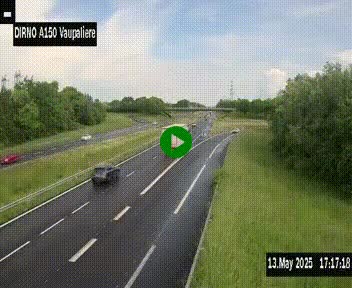 Webcam autoroute A150 à hauteur de La Vaupalière en périphérie de Rouen. Vue orientée vers Rouen