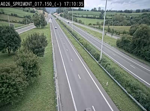 Webcam E25 (A26) à hauteur de Sprimont en direction de Liège et en provenance de Bastogne