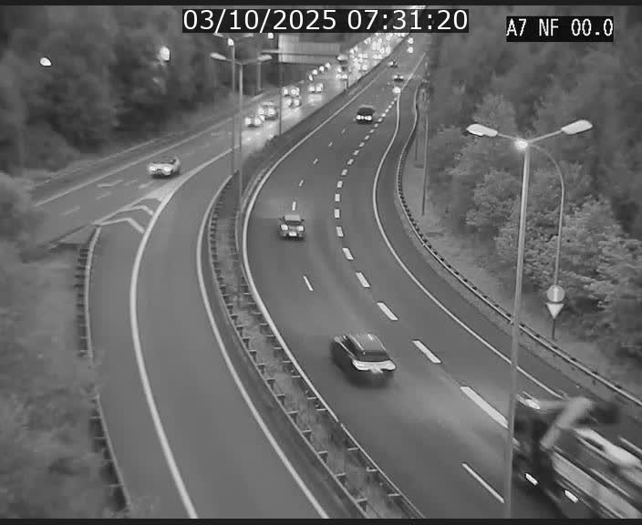 Caméra autoroute Luxembourg A7 - Echangeur A1/A7 Grünewald direction Tunnel Stafelter