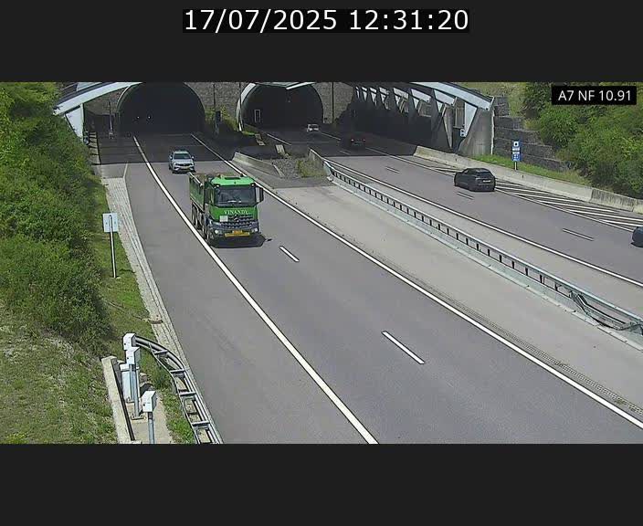 Caméra trafic Luxembourg - A7, Tunnel Gousselerbierg, entrée sud, direction Mersch