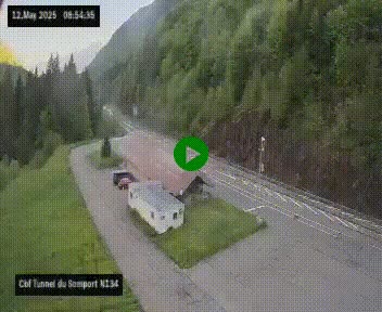 Webcam à l'entrée du tunnel du Somport, côté français, sur la N134, dans les Pyrénées, en direction de l'Espagne, à 1116 mètres d'altitude