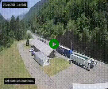 Webcam à l'entrée du tunnel du Somport, côté français, sur la N134, dans les Pyrénées, en direction de l'Espagne, à 1116 mètres d'altitude