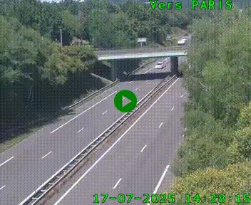 Caméra routière sur l'autoroute A20 au nord de Limoges, à la jonction avec la N520. Vue orientée vers Paris