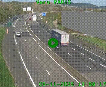 Caméra routière sur l'autoroute A20 à Brive-la-Gaillarde, à la jonction avec l'A89. Vue orientée vers Paris