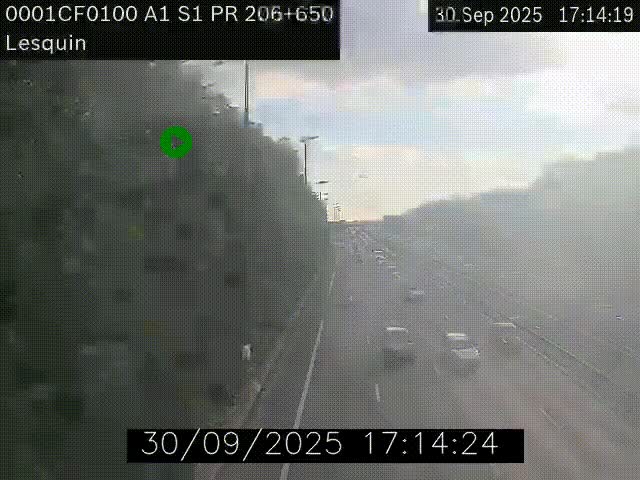 Webcam autoroute A1 à hauteur de Lesquin. Vue orientée vers Lille