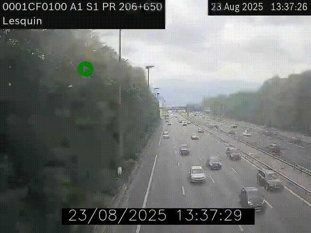 Webcam autoroute A1 à hauteur de Lesquin. Vue orientée vers Lille