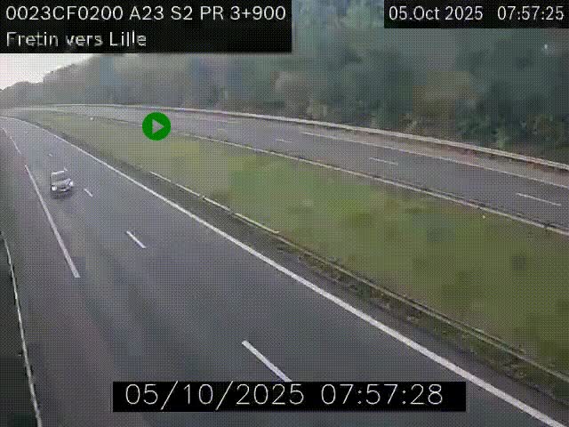 Webcam autoroute A23 à hauteur de Fretin. Vue orientée vers Lille