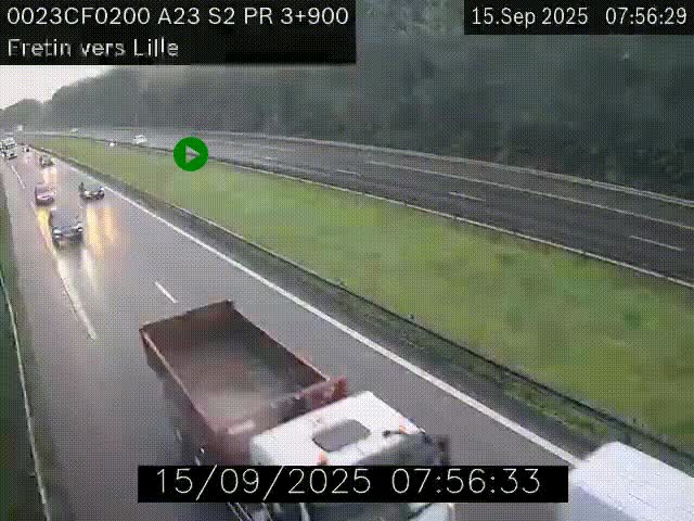 Webcam autoroute A23 à hauteur de Fretin. Vue orientée vers Lille