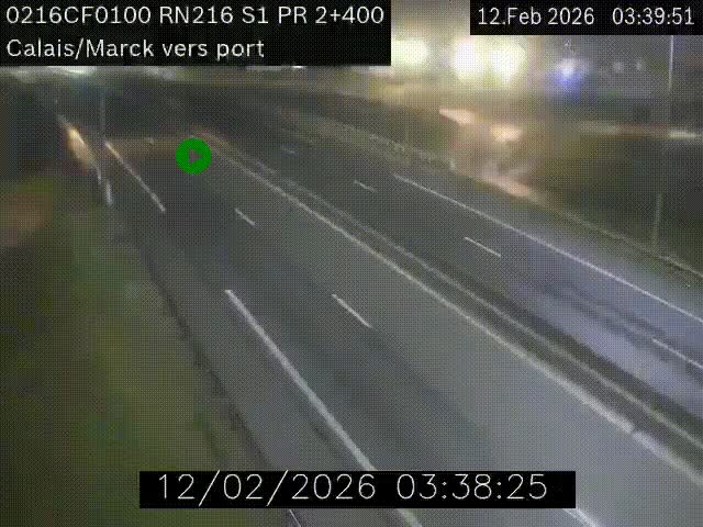 Webcam à Calais sur A216 (N216) en direction du port (harbour) de Calais.