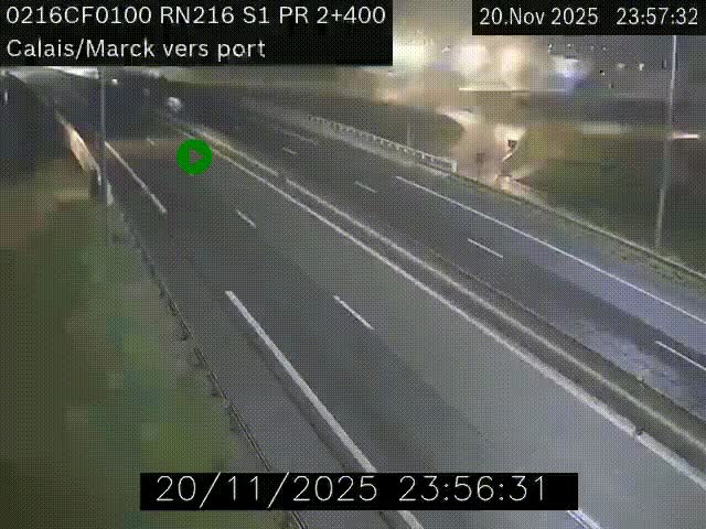 Webcam à Calais sur A216 (N216) en direction du port (harbour) de Calais.