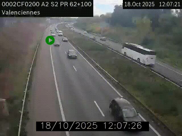 Webcam autoroute A2 à Valenciennes. Vue orientée vers Maubeuge et Mons (Belgique)