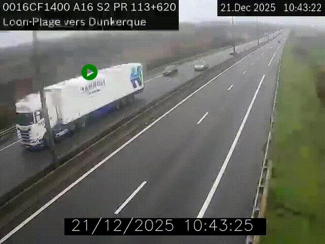 Webcam autoroute A16 à hauteur de Loon-Plage. Vue orientée vers Dunkerque et la Belgique.