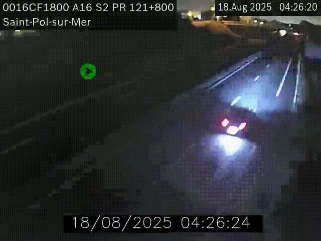 Webcam autoroute A16 à proximité de Dunkerque, à hauteur de la sortie Saint-Pol-sur-Mer. Vue orientée vers Calais