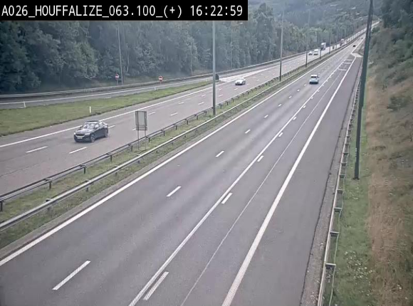 Webcam autoroute des Ardennes (E25/A26) à hauteur d'Houffalize. Vue orientée vers Baraque de Fraiture