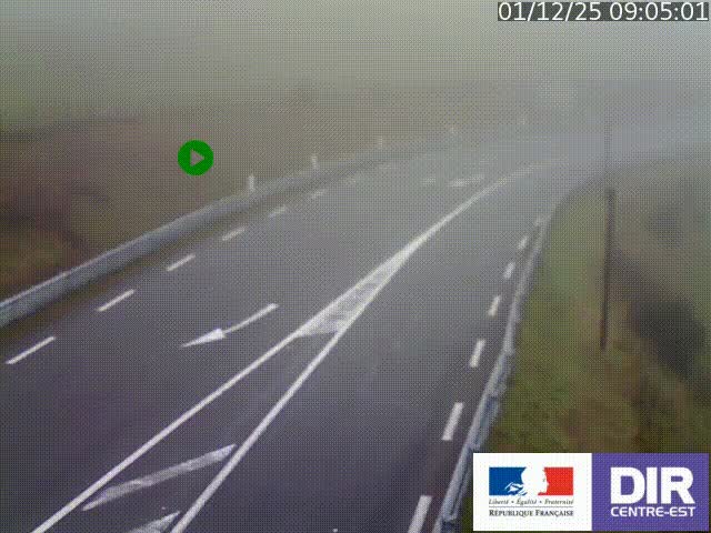 Webcam sur le col Pin Bouchain, vue orientée vers Roanne, en provenance de Lyon sur la nationale 7 (N7)