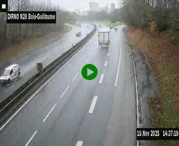 Webcam routière à hauteur de Bois-Guillaume en périphérie de Rouen. Vue orientée vers Rouen