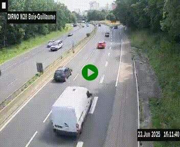 Webcam routière à hauteur de Bois-Guillaume en périphérie de Rouen. Vue orientée vers Rouen