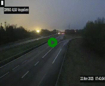 Webcam autoroute A150 à hauteur de La Vaupalière en périphérie de Rouen. Vue orientée vers Rouen