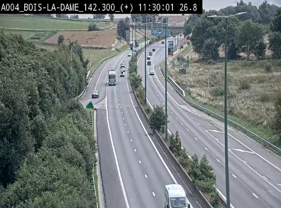 Webcam située entre la sortie 29 Neufchâteau et la jonction avec l'E25 en direction de Liège et Luxembourg