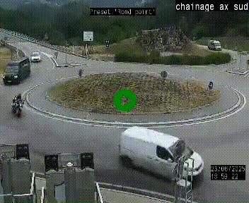 Webcam au nord d'Ax-les-Thermes au niveau de l'aire de chaînage de la N20. Vue orientée vers les Pyrénées, en direction de Pas de la Case
