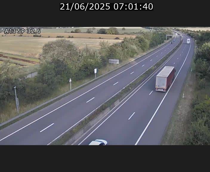 Webcam info trafic A13 à hauteur de Mondorf-les-bains. Vue orientée vers Altwies
