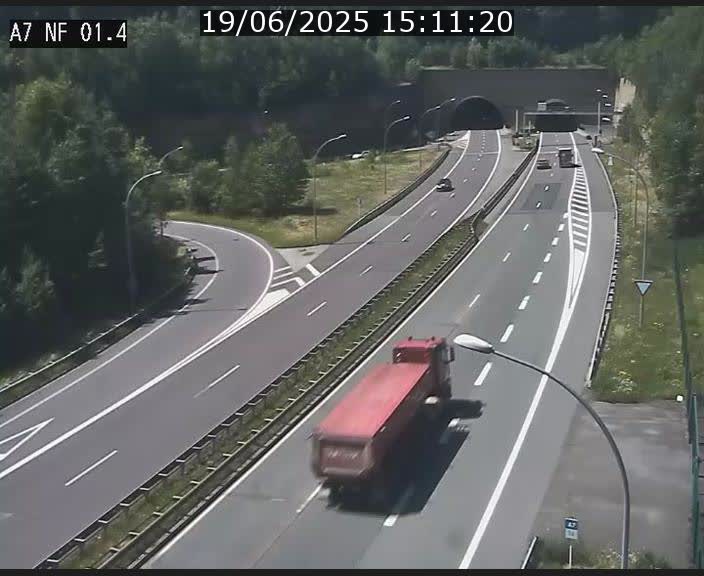 Caméra autoroute Luxembourg A7 - Echangeur Waldhaff - direction Tunnel Stafelter