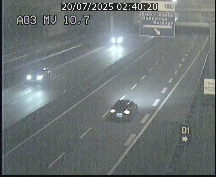 Traffic live webcam Luxembourg Croix de Bettembourg - A3 - BK 10.7 - direction France