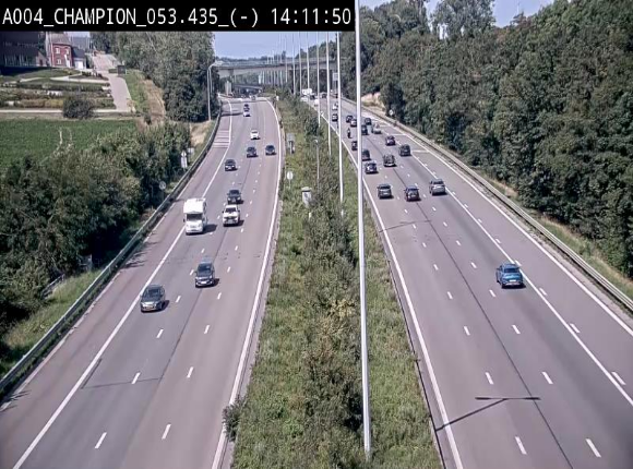 Webcam E411 à Champion, à proximité de Namur. Vue orientée vers Bruxelles