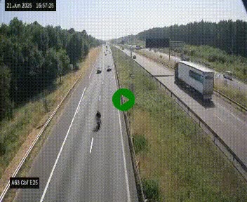 Webcam autoroute A63 en périphérie de Bordeaux au sud-est de la ville, en provenance du bassin d'Arcachon. Vue orientée vers Bordeaux