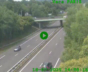Caméra routière sur l'autoroute A20 au nord de Limoges, à la jonction avec la N520. Vue orientée vers Paris