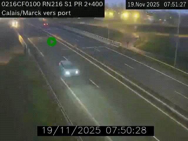 Webcam à Calais sur A216 (N216) en direction du port (harbour) de Calais.
