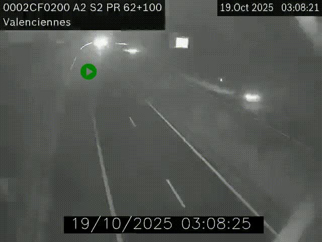 Webcam autoroute A2 à Valenciennes. Vue orientée vers Maubeuge et Mons (Belgique)