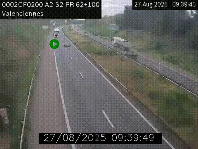 Webcam autoroute A2 à Valenciennes. Vue orientée vers Maubeuge et Mons (Belgique)