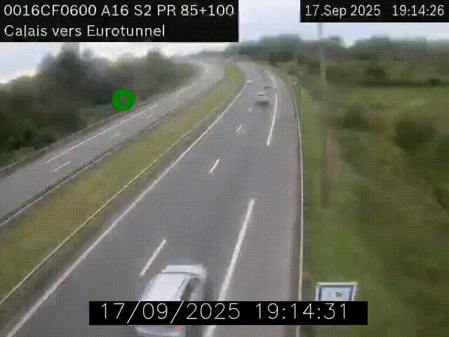 Webcam A16 à Calais en direction du Tunnel sous la Manche (Eurotunnel)