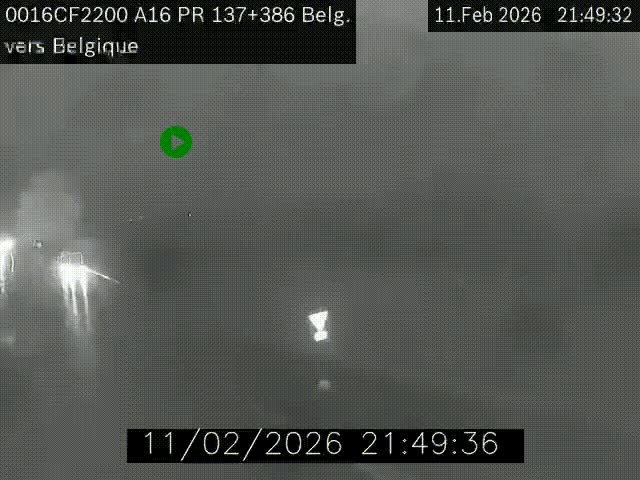 Webcam à la frontière franco-belge au niveau de Bray-Dunes/De-Panne sur l'autoroute A16. Vue orientée vers la Belgique