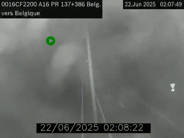 Webcam à la frontière franco-belge au niveau de Bray-Dunes/De-Panne sur l'autoroute A16. Vue orientée vers la Belgique