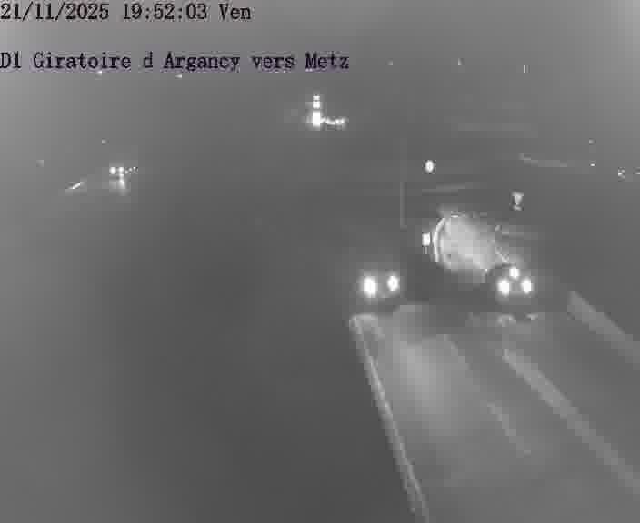 Webcam installée le long de D1 (France) à Argancy, pointée vers Metz, utile pour suivre précisément les conditions de trafic.