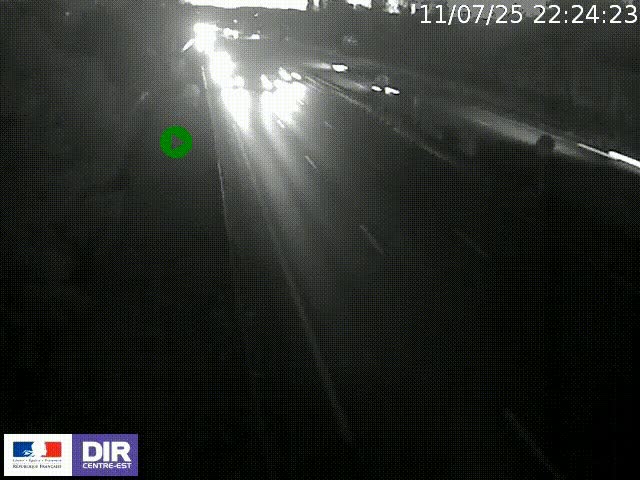 Webcam à Bron sur l'A43 à la jonction avec le boulevard périphérique de Lyon (D383). Vue orientée vers Lyon