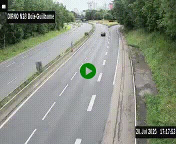 Webcam routière à hauteur de Bois-Guillaume en périphérie de Rouen. Vue orientée vers Rouen