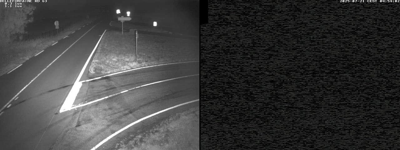 Webcam à Bellefontaine dans les Vosges à 552 mètres d'altitude sur la D63, à la jonction avec la D20A