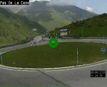 Webcam sur la N22 au niveau du poste frontière entre la France et Andorre à proximité de Pas de la Case à plus de 2000 mètres d'altitude