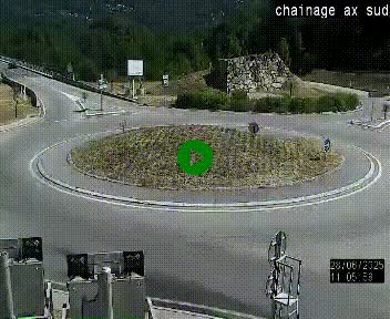 Webcam au nord d'Ax-les-Thermes au niveau de l'aire de chaînage de la N20. Vue orientée vers les Pyrénées, en direction de Pas de la Case