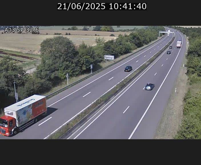 Webcam info trafic A13 à hauteur de Mondorf-les-bains. Vue orientée vers Altwies