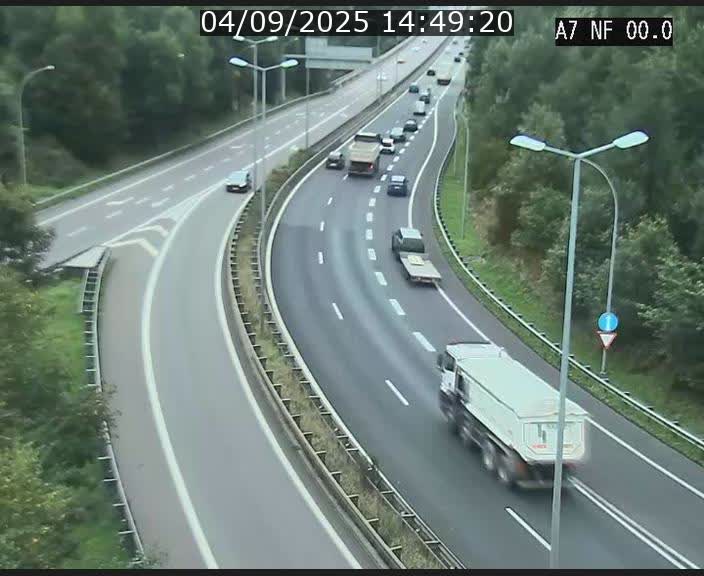 Caméra autoroute Luxembourg A7 - Echangeur A1/A7 Grünewald direction Tunnel Stafelter