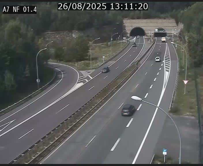 Caméra autoroute Luxembourg A7 - Echangeur Waldhaff - direction Tunnel Stafelter