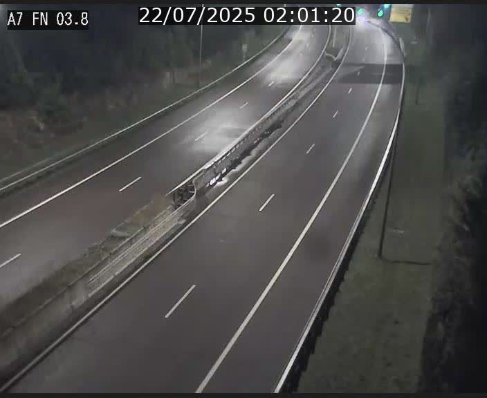 Caméra autoroute Luxembourg A7 - Passage à gibier Rëngelbour - direction Tunnel Stafelter
