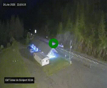 Webcam à l'entrée du tunnel du Somport, côté français, sur la N134, dans les Pyrénées, en direction de l'Espagne, à 1116 mètres d'altitude
