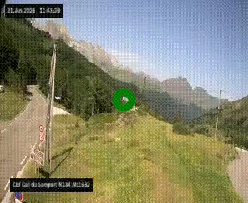 Webcam au col du Somport, côté français, sur la N134, dans les Pyrénées, en direction de l'Espagne, à 1632 mètres d'altitude